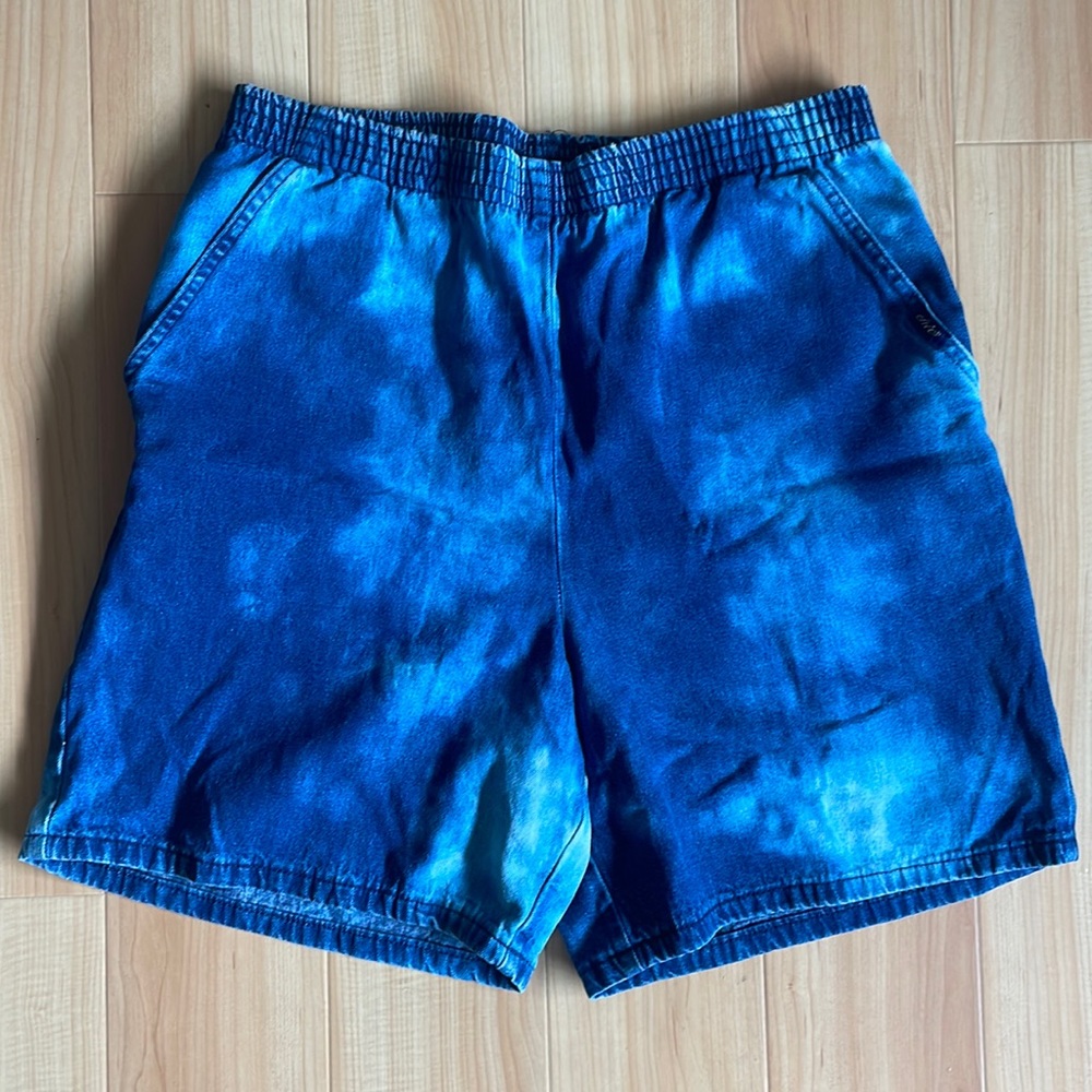 hand died large denim shorts